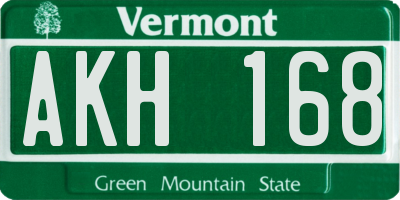VT license plate AKH168