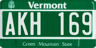 VT license plate AKH169