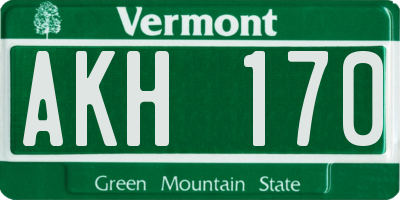 VT license plate AKH170