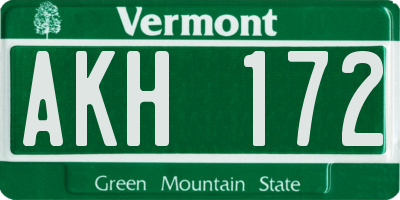 VT license plate AKH172