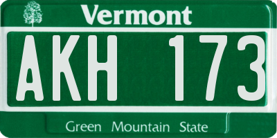 VT license plate AKH173