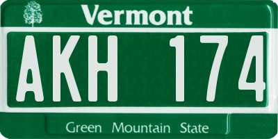 VT license plate AKH174