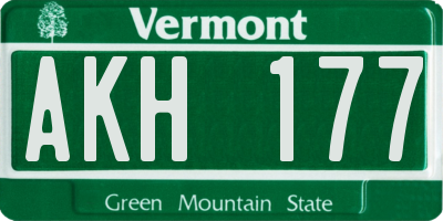 VT license plate AKH177