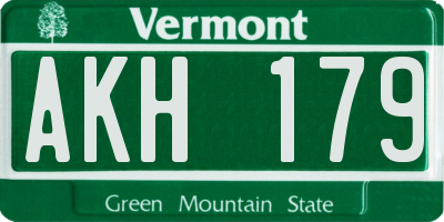 VT license plate AKH179