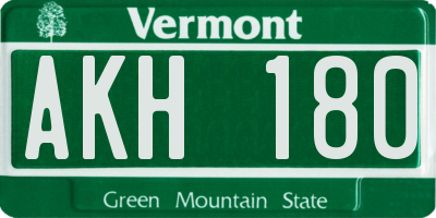 VT license plate AKH180