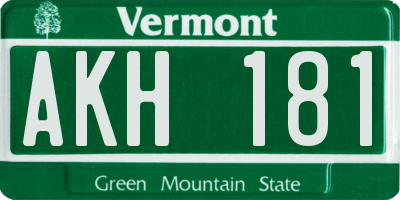 VT license plate AKH181