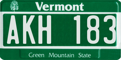 VT license plate AKH183
