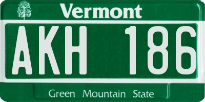 VT license plate AKH186