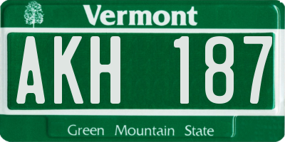 VT license plate AKH187