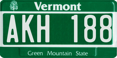 VT license plate AKH188