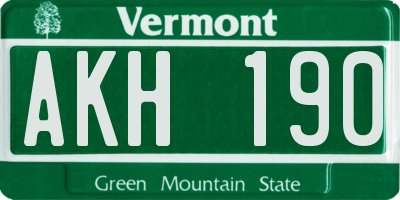 VT license plate AKH190