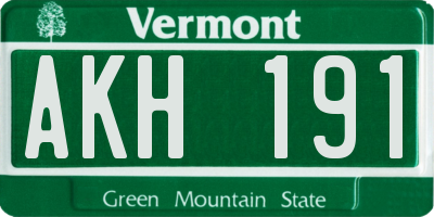 VT license plate AKH191