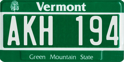 VT license plate AKH194