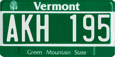 VT license plate AKH195