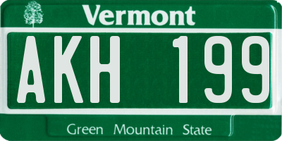 VT license plate AKH199