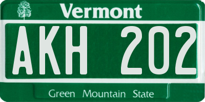 VT license plate AKH202
