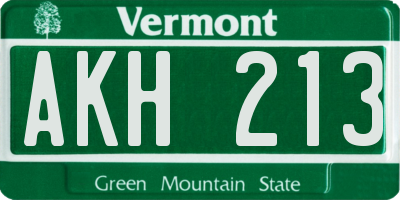 VT license plate AKH213