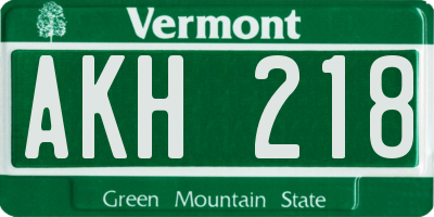 VT license plate AKH218