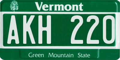 VT license plate AKH220