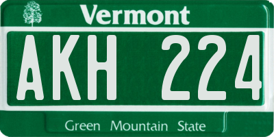 VT license plate AKH224