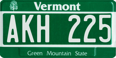 VT license plate AKH225
