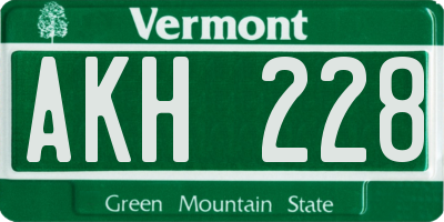 VT license plate AKH228