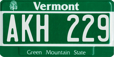 VT license plate AKH229