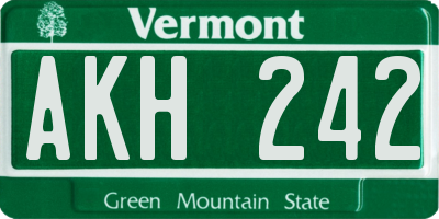 VT license plate AKH242