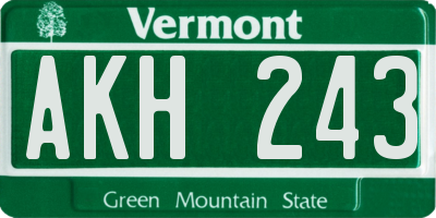 VT license plate AKH243