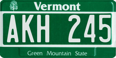 VT license plate AKH245