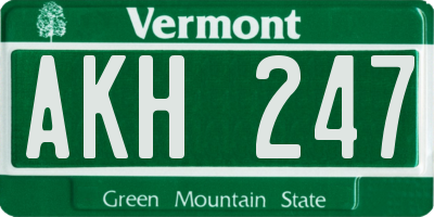 VT license plate AKH247