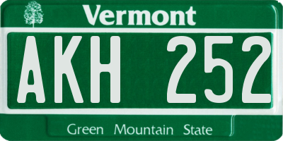 VT license plate AKH252