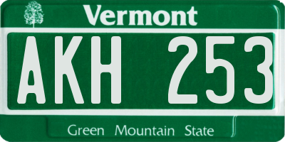 VT license plate AKH253