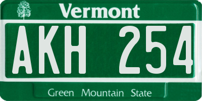 VT license plate AKH254