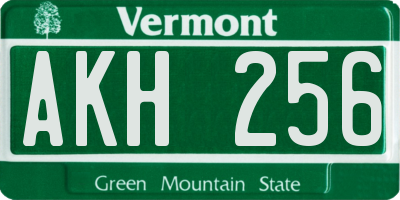 VT license plate AKH256