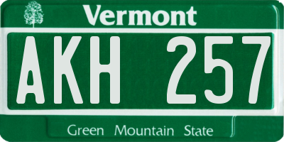 VT license plate AKH257