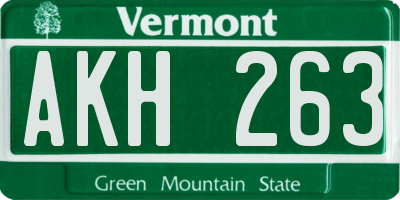 VT license plate AKH263
