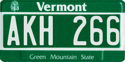 VT license plate AKH266