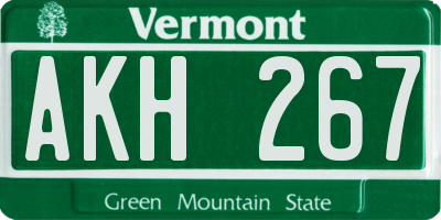 VT license plate AKH267