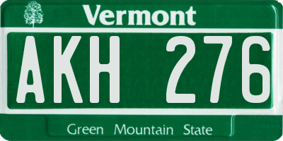 VT license plate AKH276