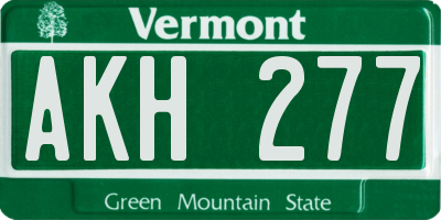 VT license plate AKH277