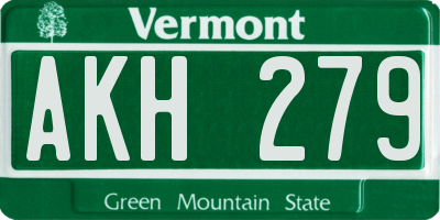 VT license plate AKH279