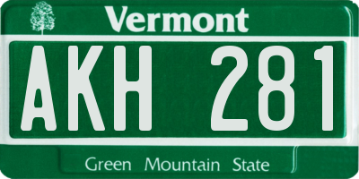 VT license plate AKH281