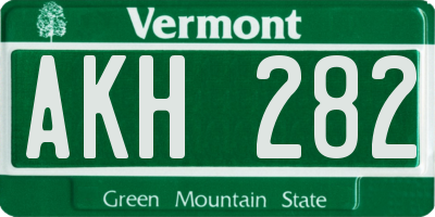 VT license plate AKH282