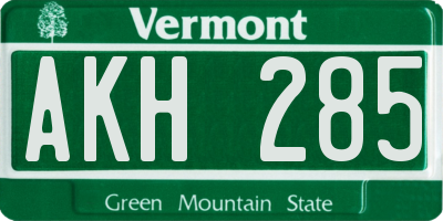 VT license plate AKH285