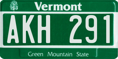 VT license plate AKH291
