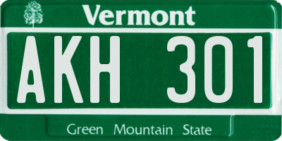 VT license plate AKH301