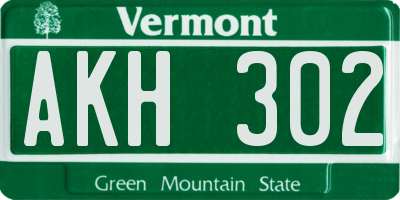 VT license plate AKH302