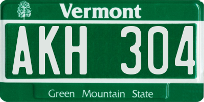 VT license plate AKH304