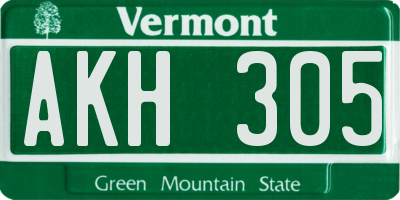 VT license plate AKH305